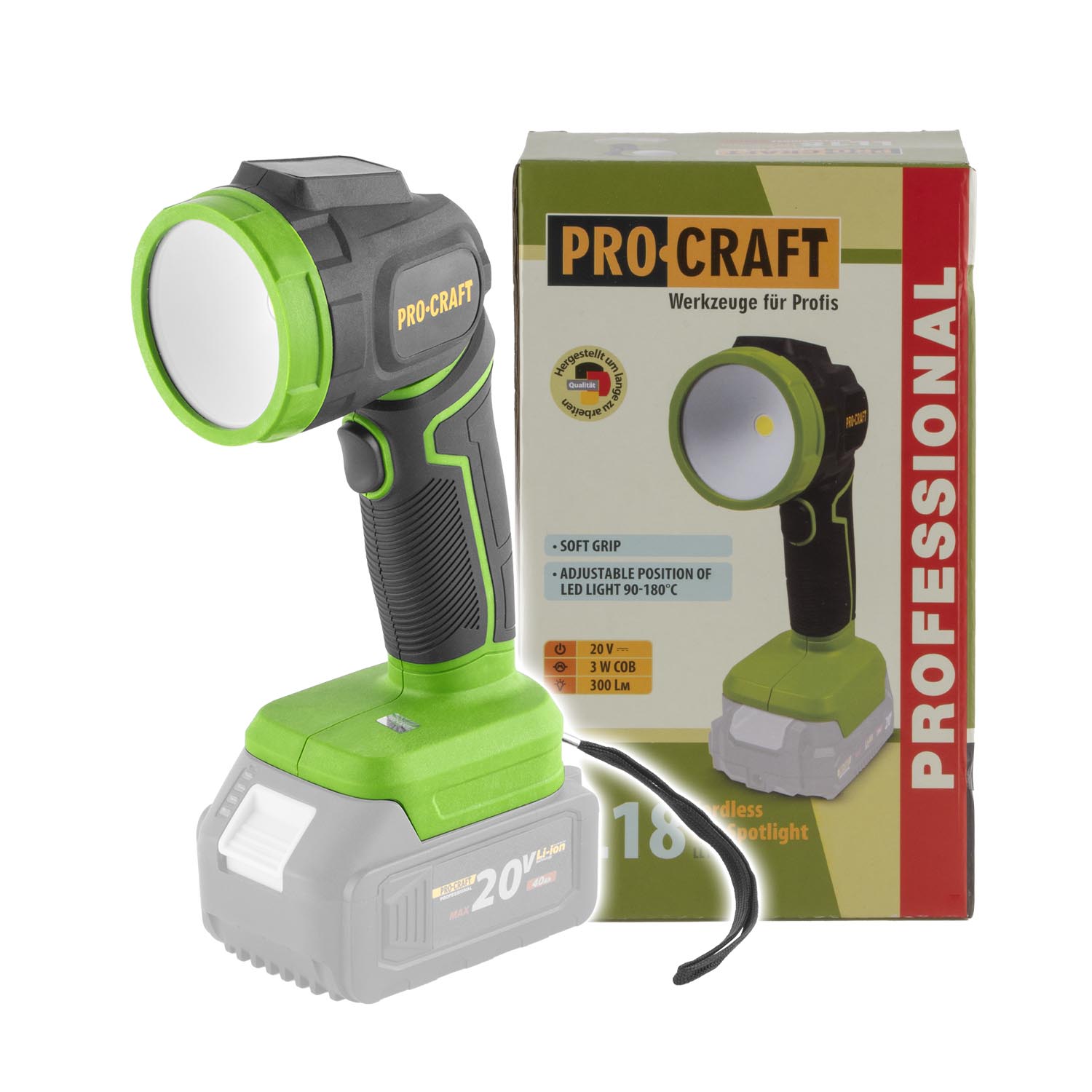 PROCRAFT LL18bb aku svetlo bez aku 300lm