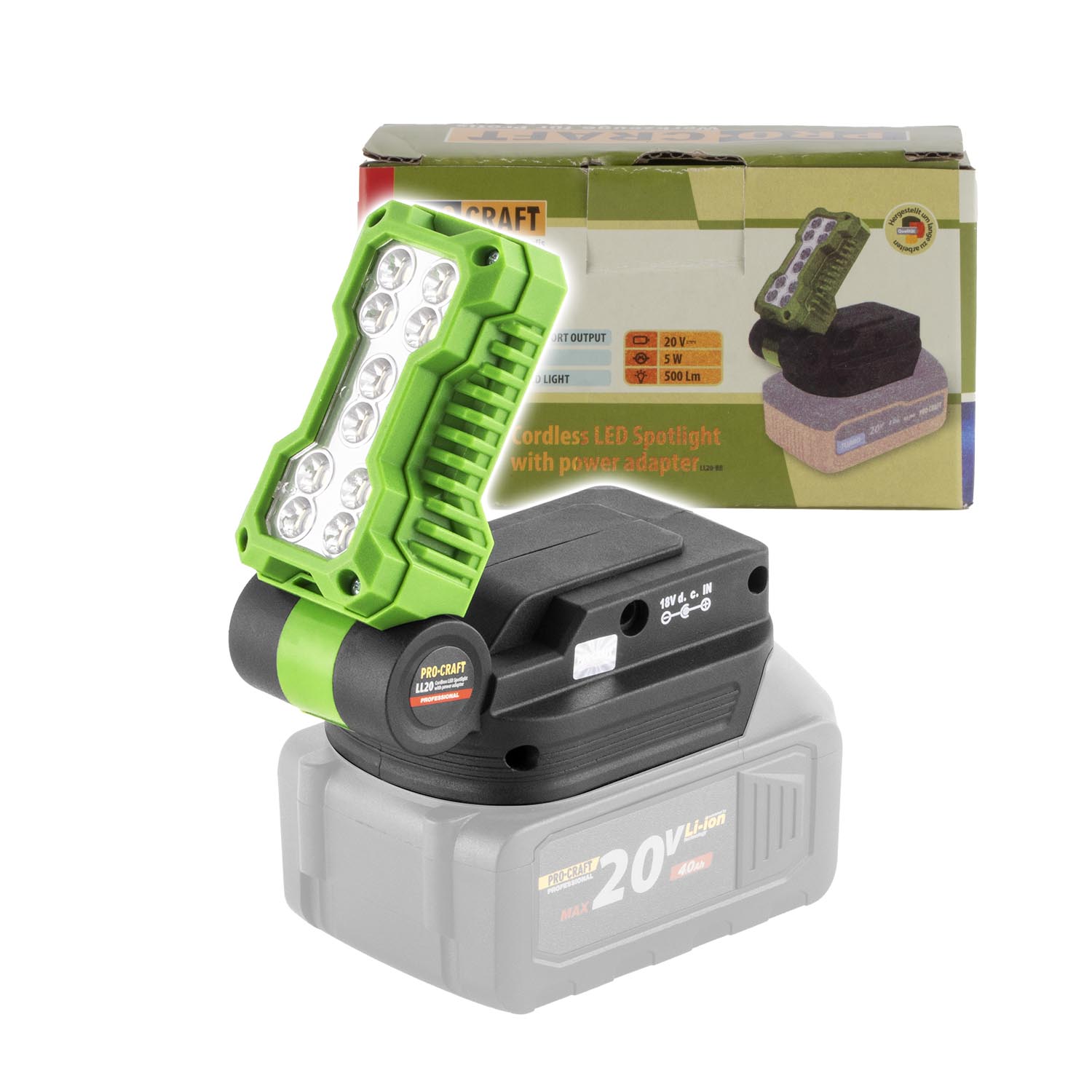 PROCRAFT LL20bb aku svetlo bez aku 500lm USB-A USB-C